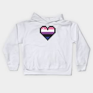 Genderfluid 8 bit heart Kids Hoodie